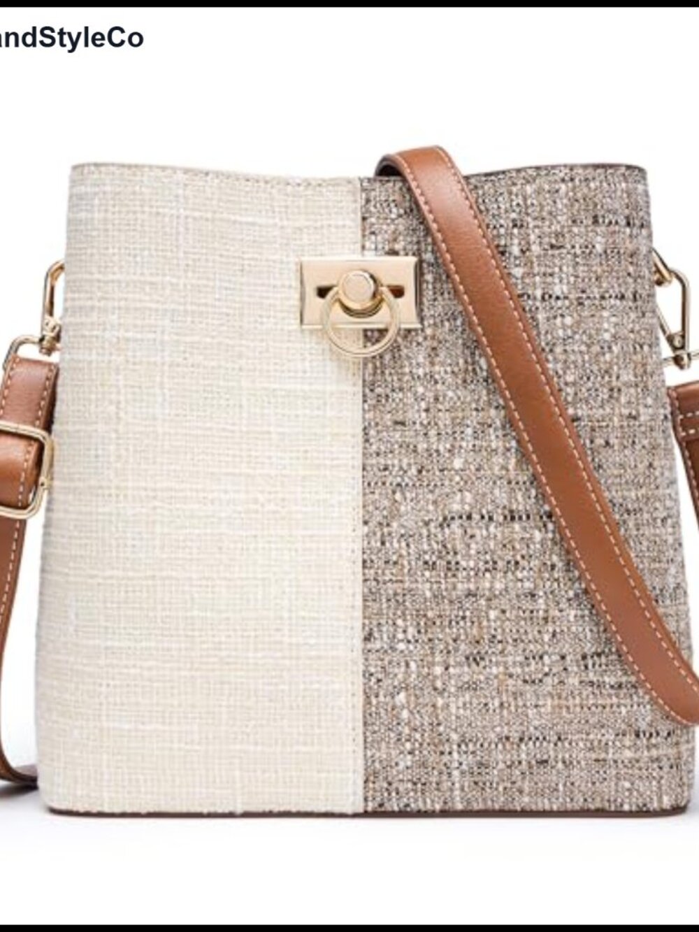 Faux Leather Vegan Crossbody Purse with Multi Pockets & Bucket Style